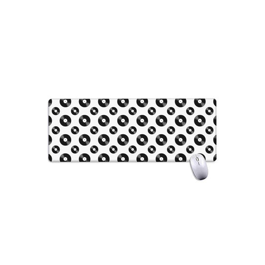 White And Black Vinyl Pattern Print Extended Mouse Pad