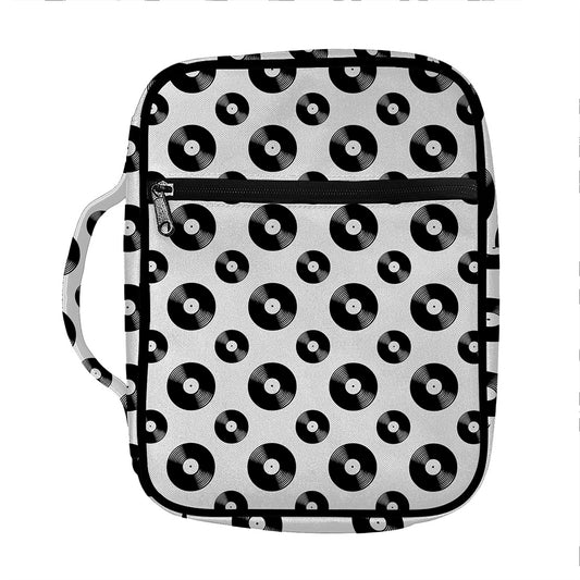 White And Black Vinyl Pattern Print Front Pocket Bible Bag