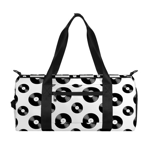 White And Black Vinyl Pattern Print Gym Bag