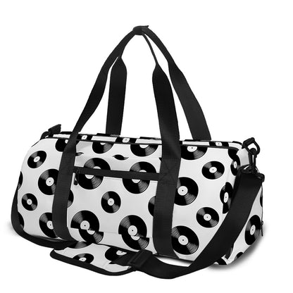 White And Black Vinyl Pattern Print Gym Bag
