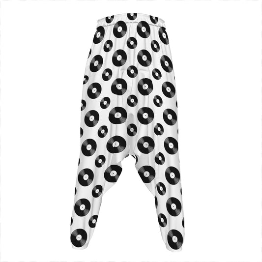 White And Black Vinyl Pattern Print Hammer Pants