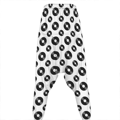 White And Black Vinyl Pattern Print Hammer Pants