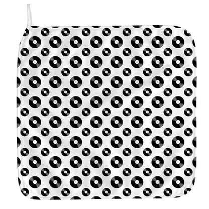 White And Black Vinyl Pattern Print Hand Towel
