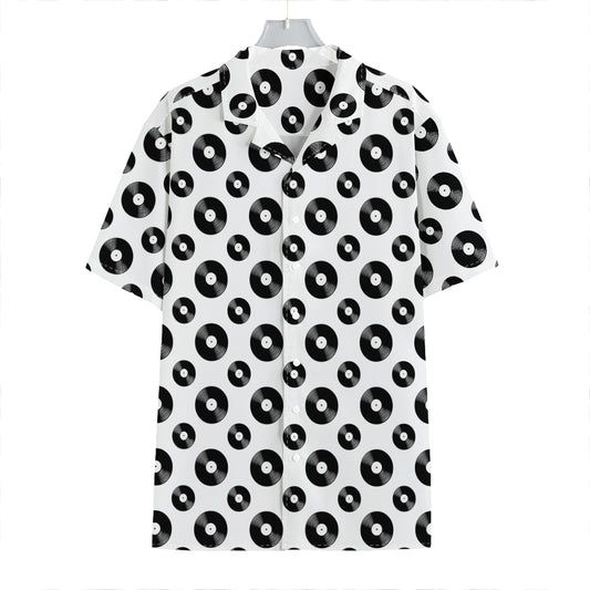 White And Black Vinyl Pattern Print Hawaiian Shirt