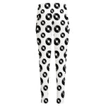 White And Black Vinyl Pattern Print High-Waisted Pocket Leggings