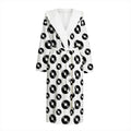 White And Black Vinyl Pattern Print Hooded Bathrobe