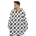 White And Black Vinyl Pattern Print Hoodie Blanket