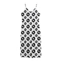 White And Black Vinyl Pattern Print Jersey Midi Cami Dress