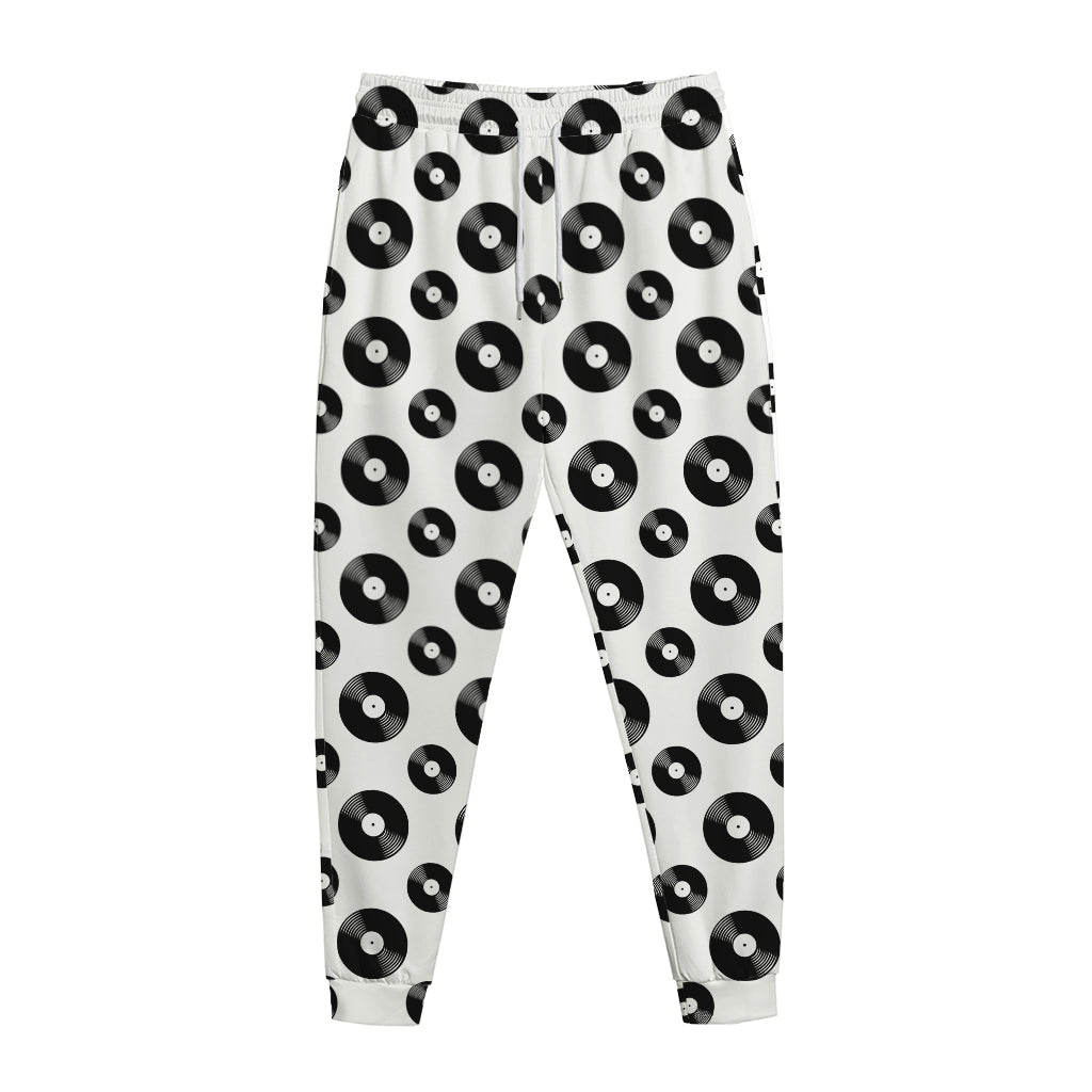 White And Black Vinyl Pattern Print Jogger Pants