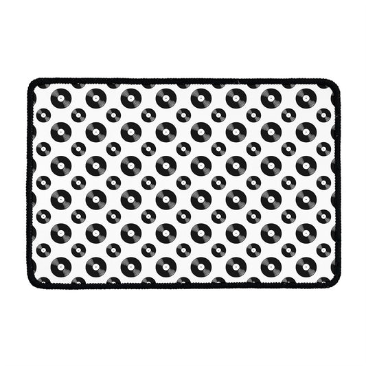 White And Black Vinyl Pattern Print Kitchen Mat