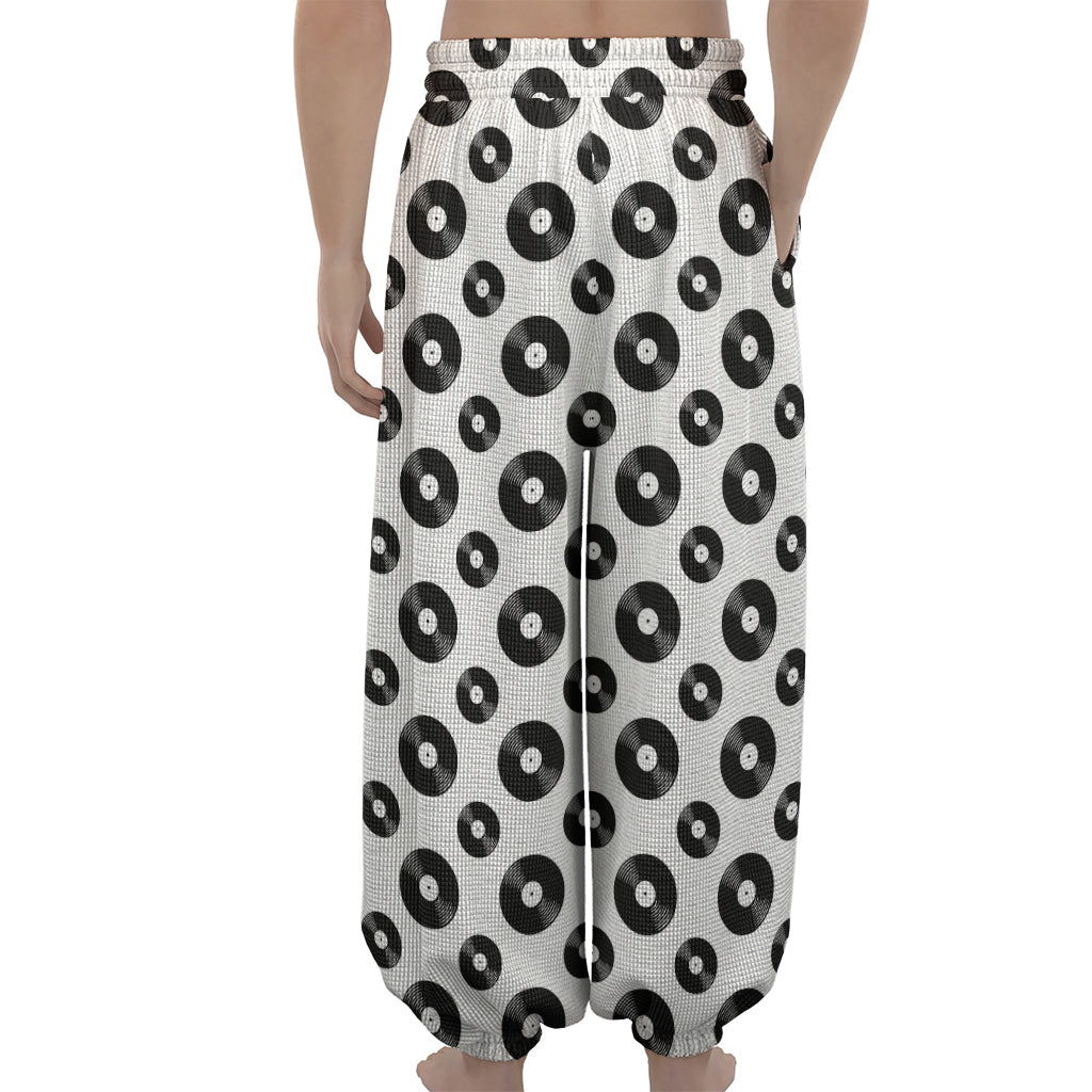 White And Black Vinyl Pattern Print Lantern Pants