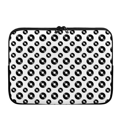 White And Black Vinyl Pattern Print Laptop Sleeve