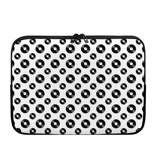 White And Black Vinyl Pattern Print Laptop Sleeve