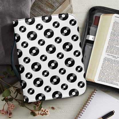 White And Black Vinyl Pattern Print Leather Bible Cover
