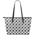 White And Black Vinyl Pattern Print Leather Tote Bag With Zipper