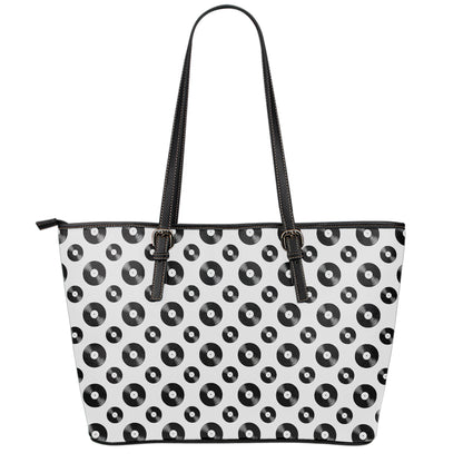 White And Black Vinyl Pattern Print Leather Tote Bag