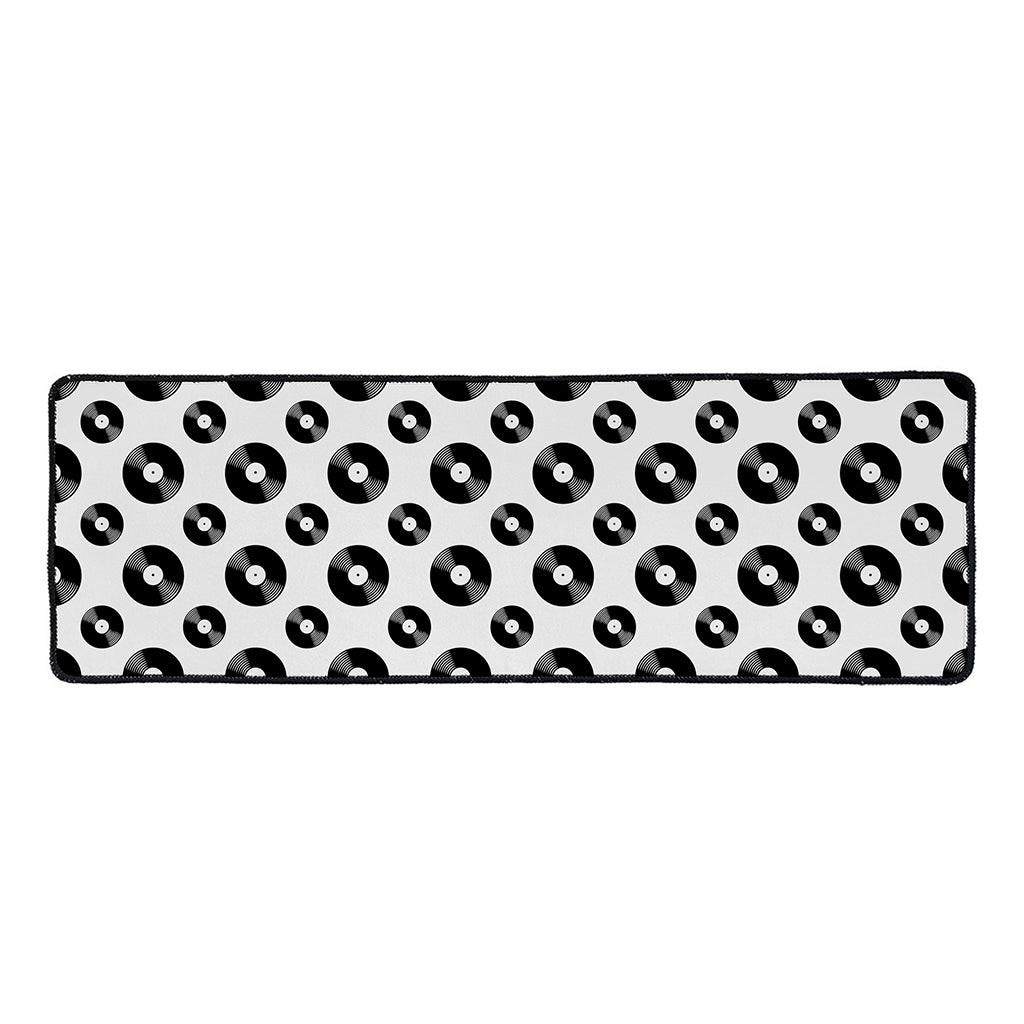 White And Black Vinyl Pattern Print Long Kitchen Mat