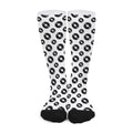 White And Black Vinyl Pattern Print Long Socks