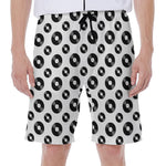 White And Black Vinyl Pattern Print Men's Beach Shorts