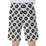 White And Black Vinyl Pattern Print Men's Beach Shorts