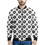 White And Black Vinyl Pattern Print Men's Bomber Jacket