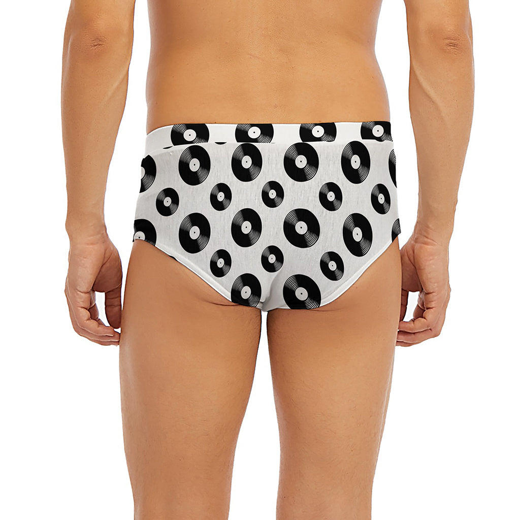 White And Black Vinyl Pattern Print Men's Briefs