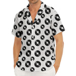 White And Black Vinyl Pattern Print Men's Deep V-Neck Shirt