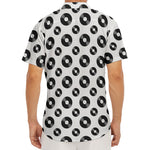 White And Black Vinyl Pattern Print Men's Deep V-Neck Shirt
