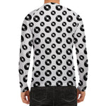 White And Black Vinyl Pattern Print Men's Long Sleeve Rash Guard