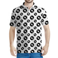 White And Black Vinyl Pattern Print Men's Polo Shirt