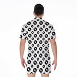 White And Black Vinyl Pattern Print Men's Rompers