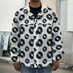 White And Black Vinyl Pattern Print Men's Shirt Jacket