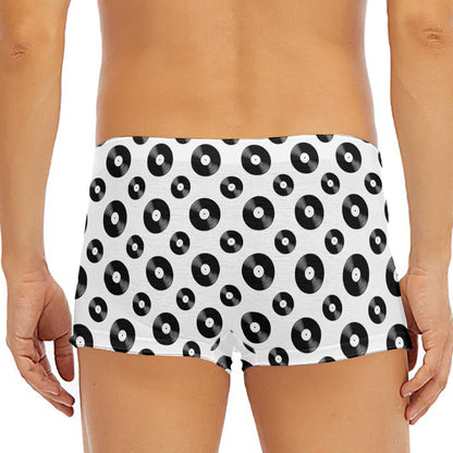 White And Black Vinyl Pattern Print Men's Short Boxer Briefs