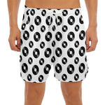 White And Black Vinyl Pattern Print Men's Split Running Shorts