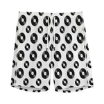 White And Black Vinyl Pattern Print Men's Sports Shorts