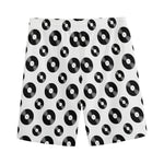 White And Black Vinyl Pattern Print Men's Sports Shorts