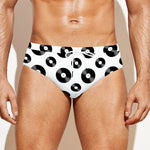 White And Black Vinyl Pattern Print Men's Swim Briefs