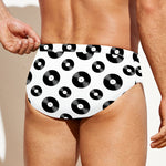 White And Black Vinyl Pattern Print Men's Swim Briefs