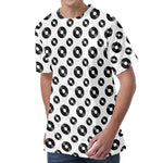 White And Black Vinyl Pattern Print Men's Velvet T-Shirt
