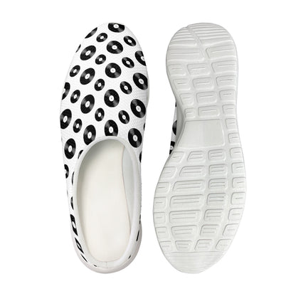 White And Black Vinyl Pattern Print Mesh Casual Shoes