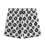 White And Black Vinyl Pattern Print Mesh Shorts