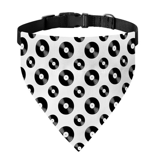 White And Black Vinyl Pattern Print Over The Collar Dog Bandana