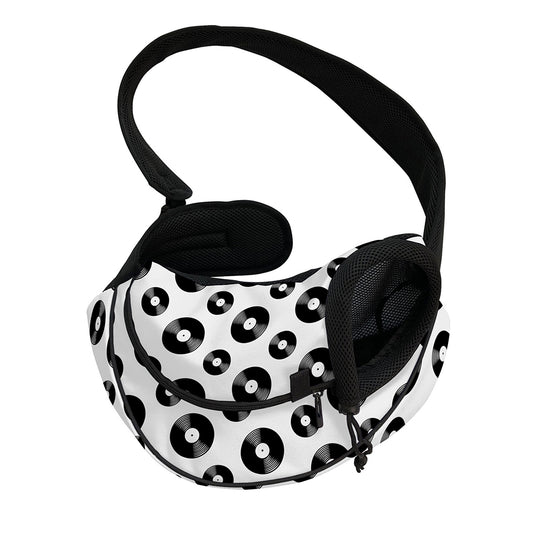 White And Black Vinyl Pattern Print Pet Sling Carrier