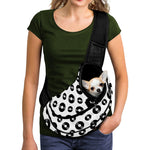 White And Black Vinyl Pattern Print Pet Sling Carrier