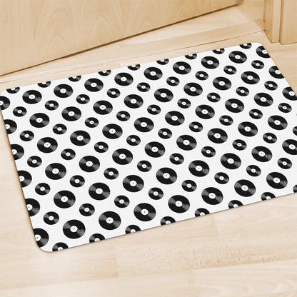 White And Black Vinyl Pattern Print Polyester Doormat