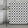 White And Black Vinyl Pattern Print Polyester Shower Curtain
