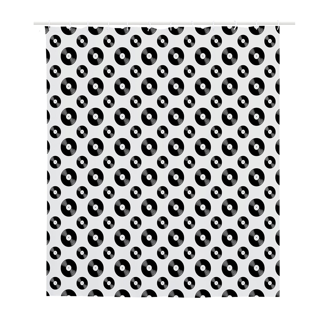 White And Black Vinyl Pattern Print Polyester Shower Curtain