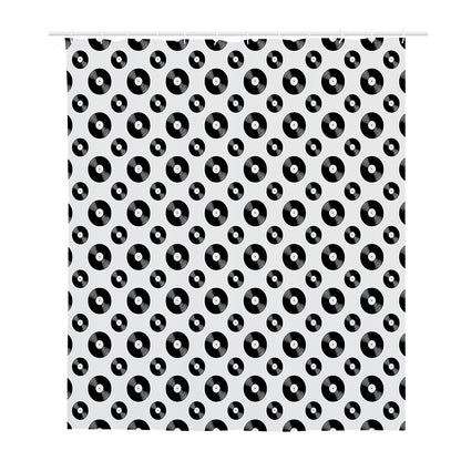White And Black Vinyl Pattern Print Polyester Shower Curtain