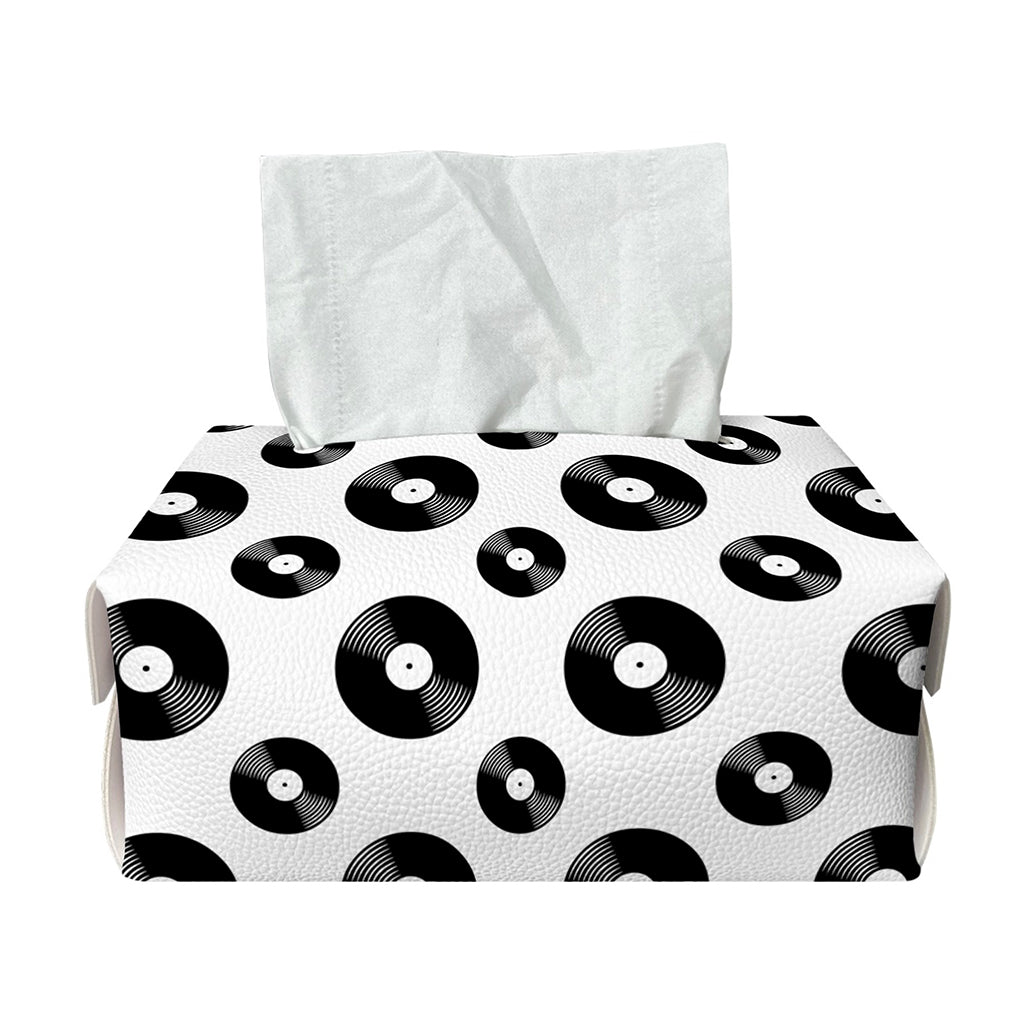 White And Black Vinyl Pattern Print Rectangle Tissue Box Cover