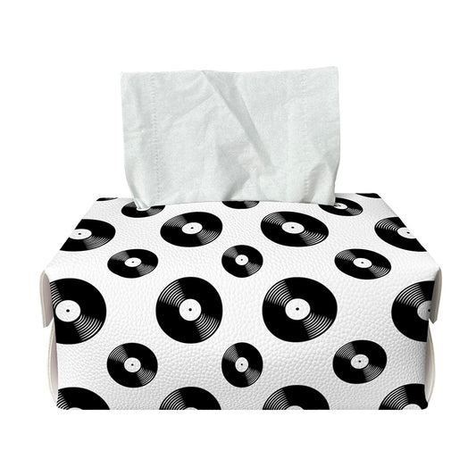 White And Black Vinyl Pattern Print Rectangle Tissue Box Cover
